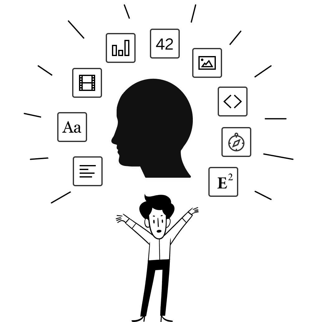 一個人慶祝多份文件的插圖