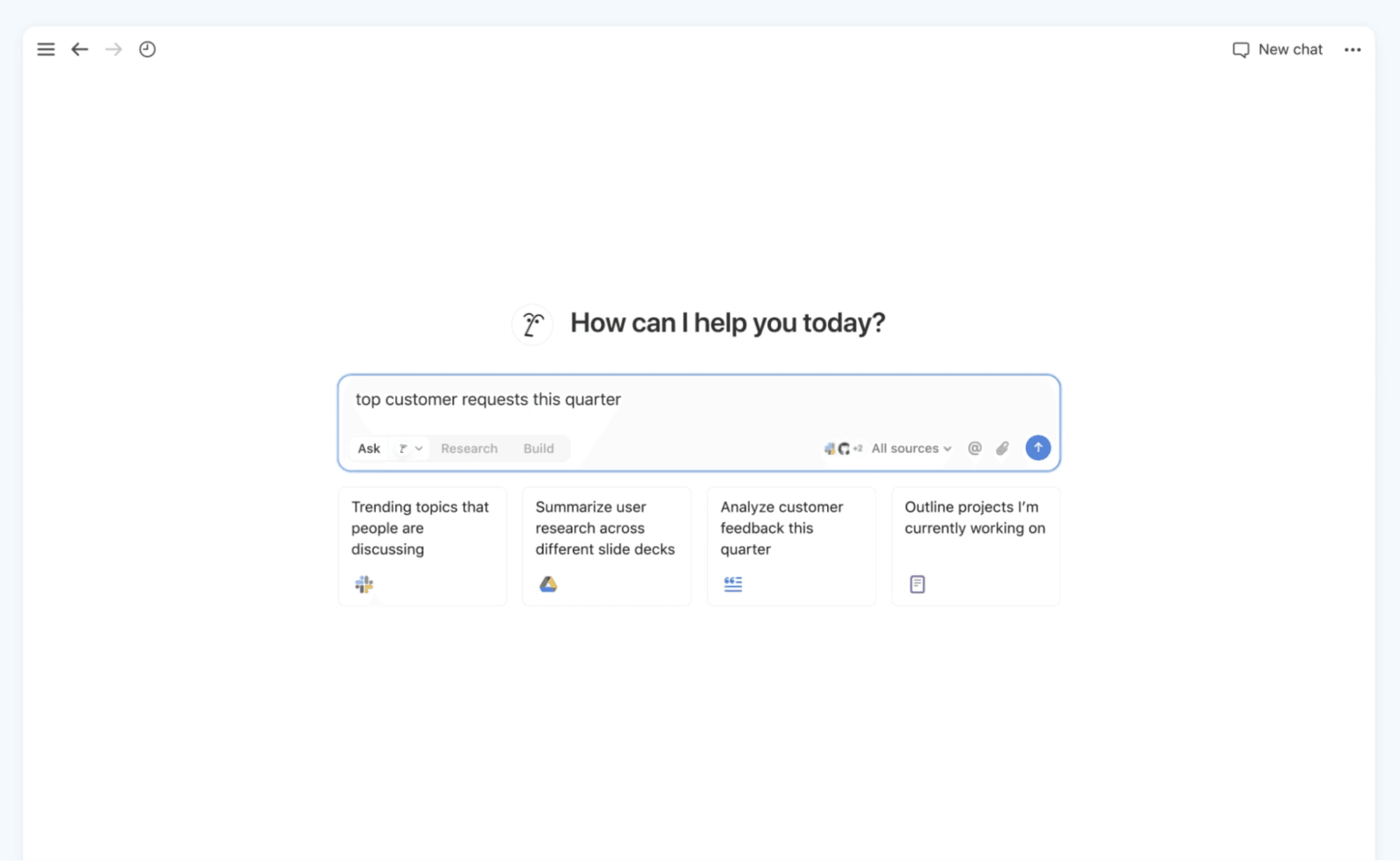 A screenshot of a sample question in Notion’s Enterprise Search feature