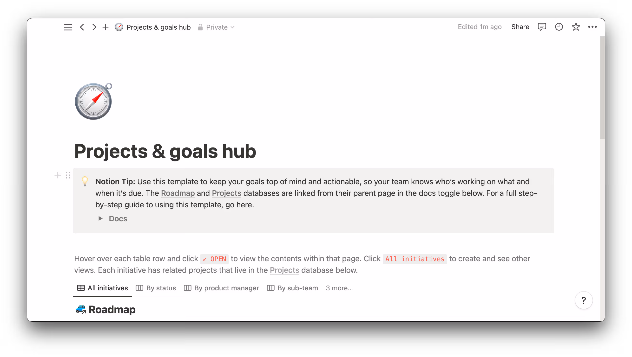 project and goals template
