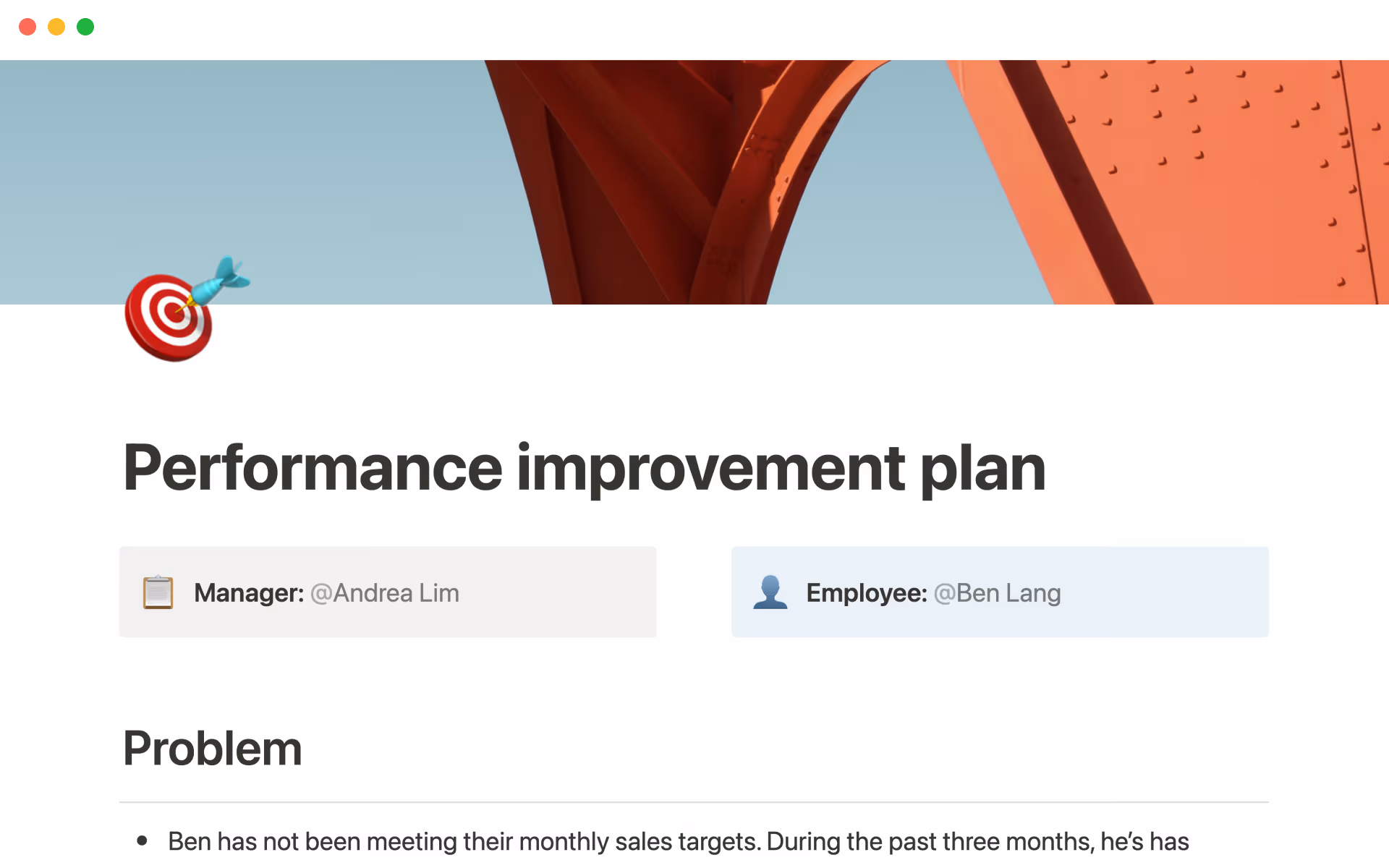 Performance improvement plan template