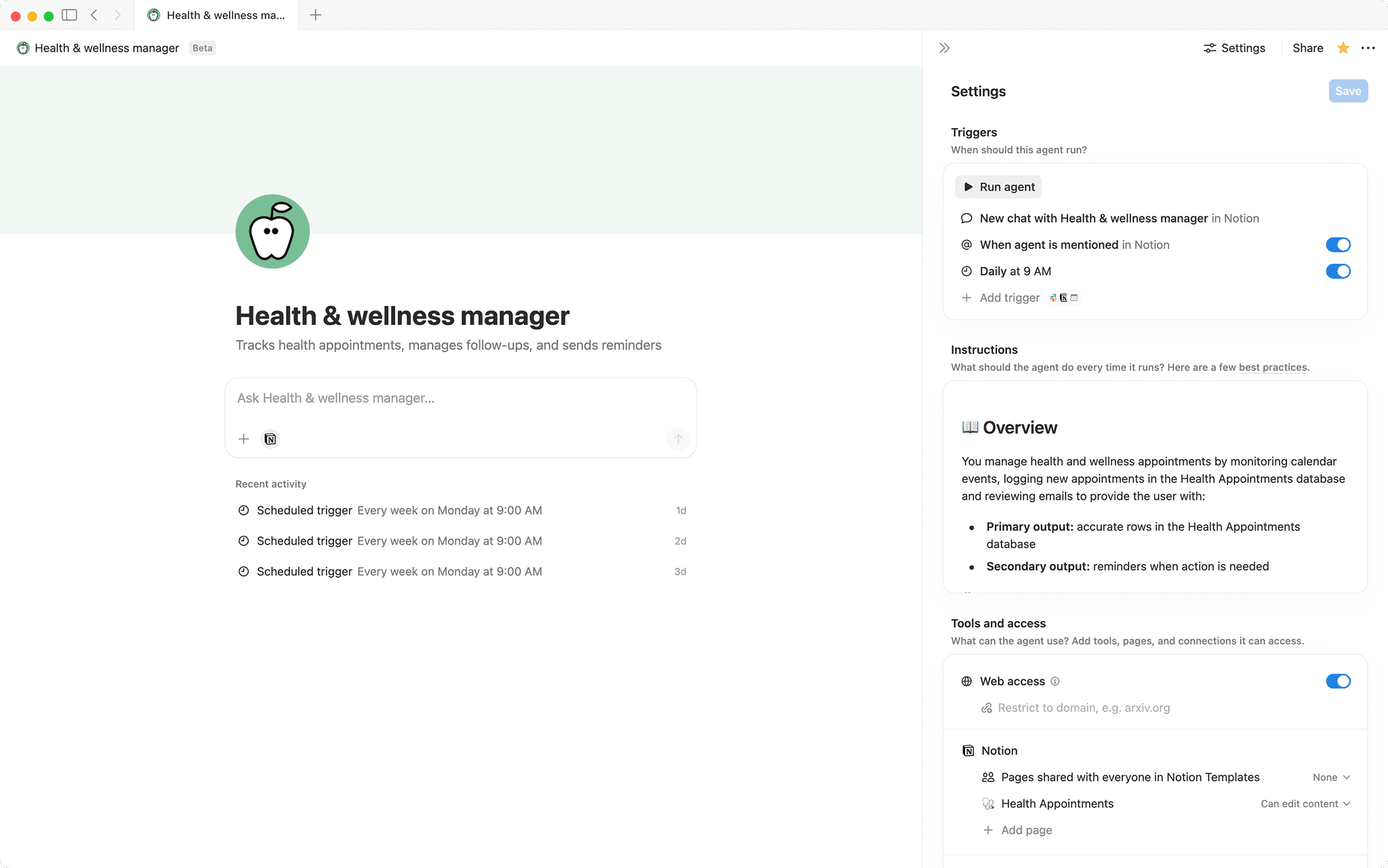 Health & wellness manager