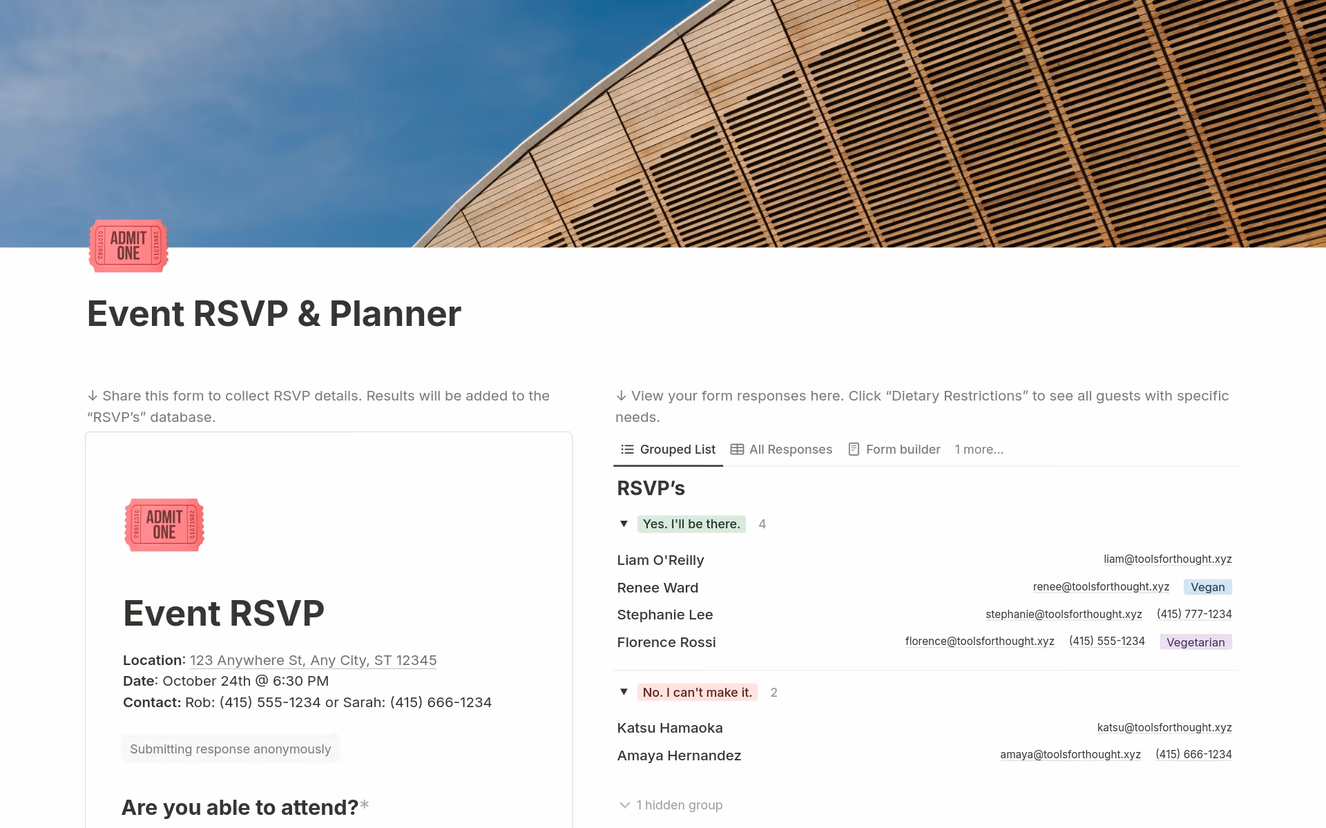 Event RSVP & Planner 範本預覽