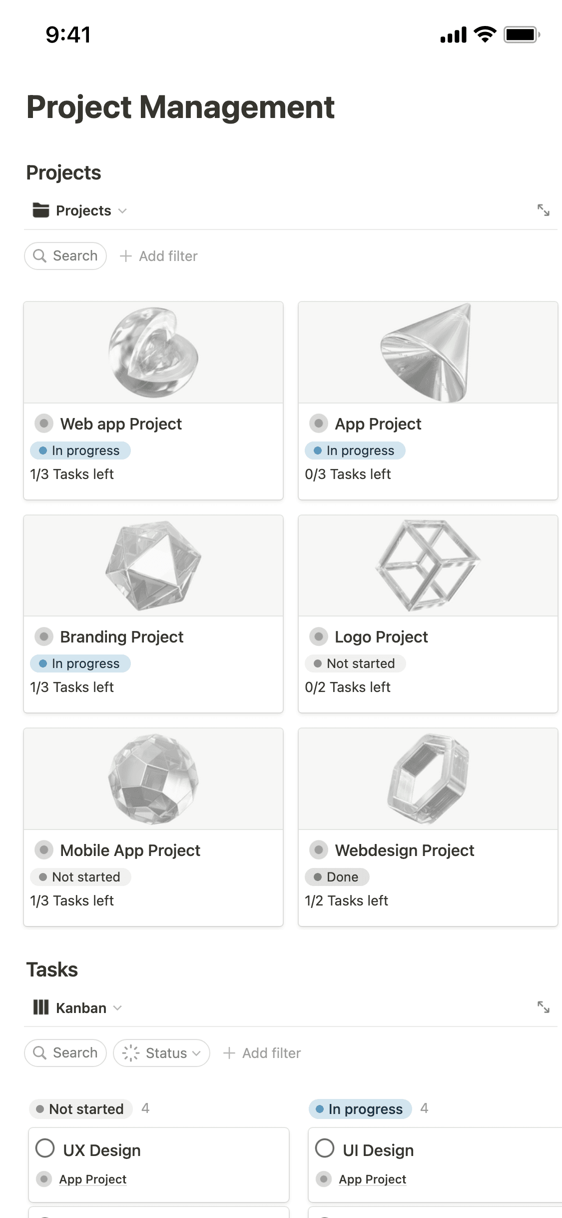 一張 Notion 行動應用程式的螢幕截圖