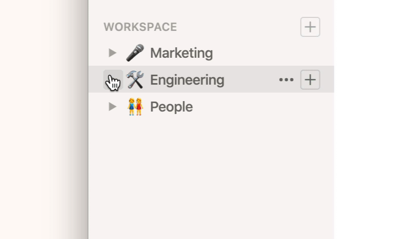 顯示側邊欄中條目的動畫，展開後可顯示多個層級的子條目